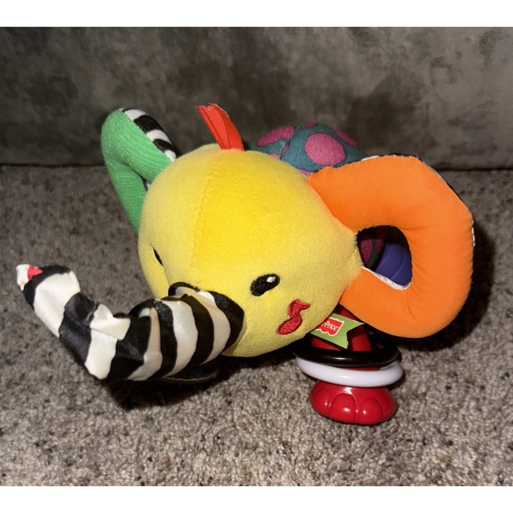 Fisher Price Mattel Vintage Learning Patterns Clutch Elephant Plush Sensory Toy‎